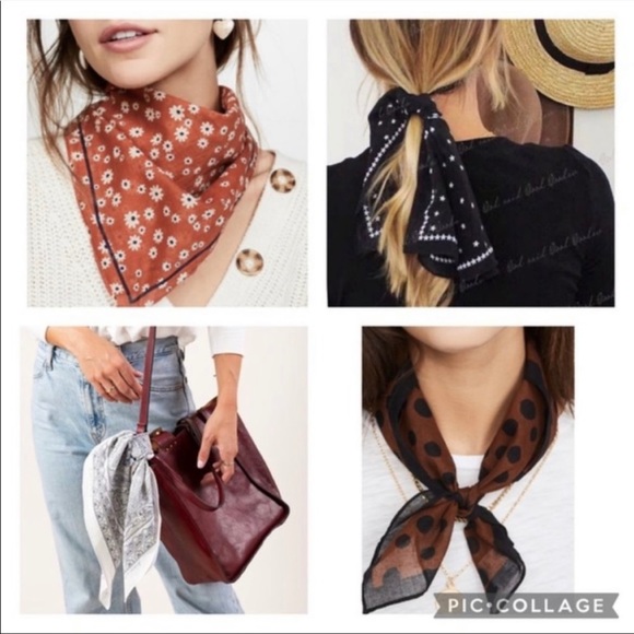 Madewell 100% Silk Beige Fruit Square Bandana Scarf - Picture 2 of 10